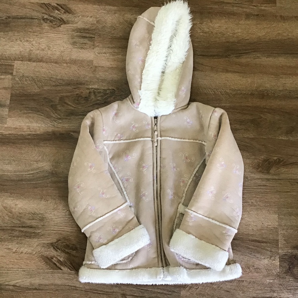 The Big Chill Sherpa Jacket Hood Floral Winter Soft Size M 5/6 - Picture 1 of 9